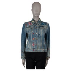GUCCI blue cotton 2017 BLIND FOR LOVE FLORAL DENIM Jacket 42 M