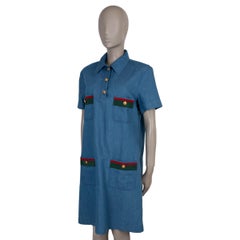 GUCCI blue cotton 2023 WEB STRIPE DENIM SHIRT Dress 48 XXL