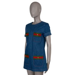 GUCCI blue cotton 2023 WEB TRIM FOUR POCKET DENIM MINI Dress 40 S