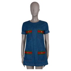 GUCCI blue cotton 2023 WEB TRIM FOUR POCKET DENIM MINI Dress 40 S