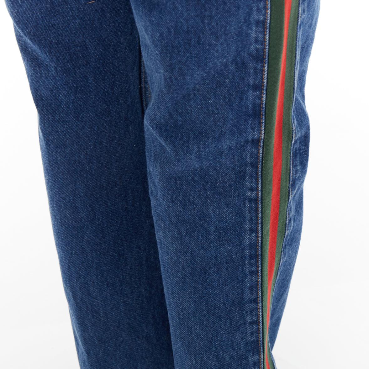 Vaqueros de pernera recta GUCCI de mezcla de algodón azul firma verde ribete rojo 31 en venta 2