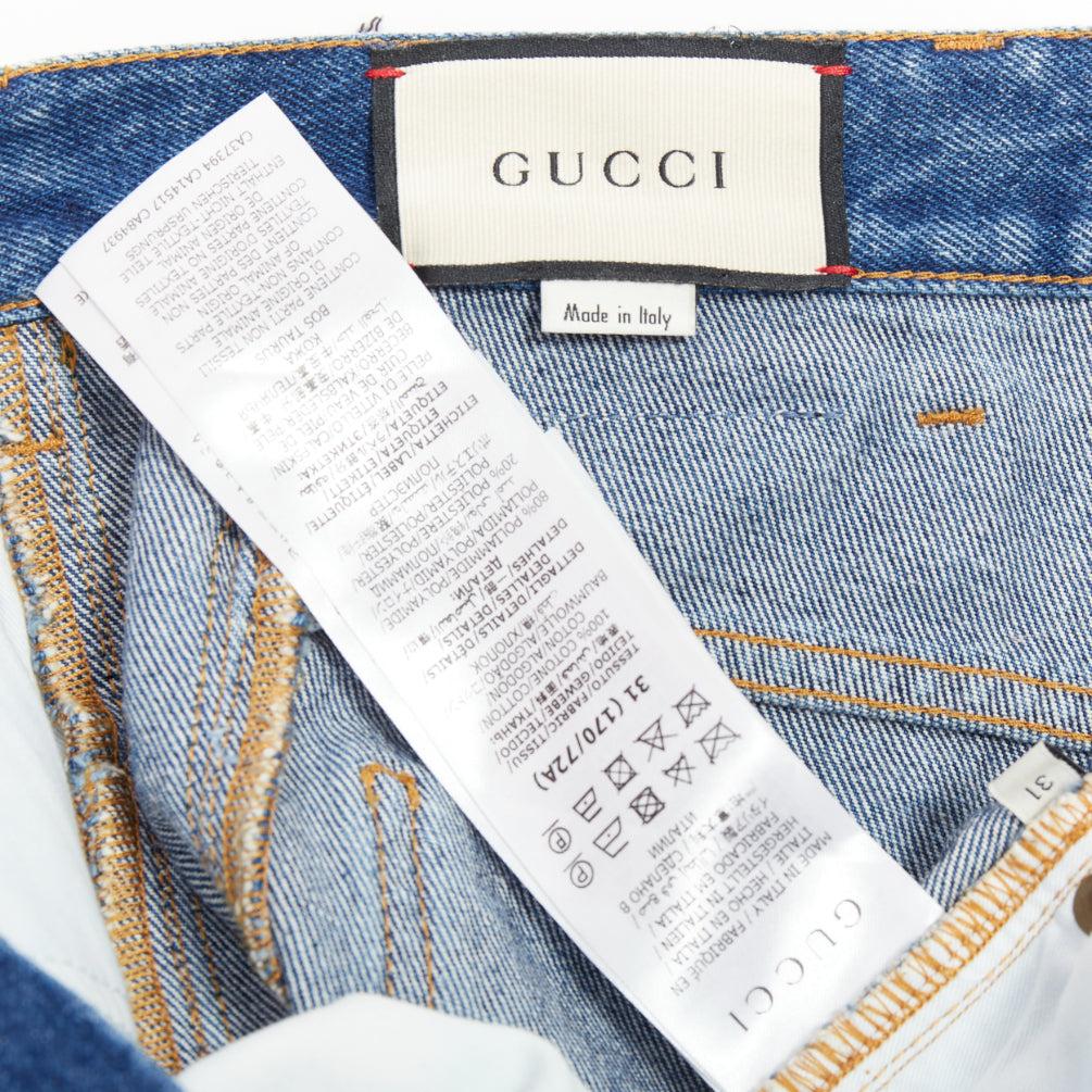 Vaqueros de pernera recta GUCCI de mezcla de algodón azul firma verde ribete rojo 31 en venta 3