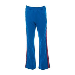 Gucci Blue Cotton Blend Striped Side Seam Detail Sweatpants S