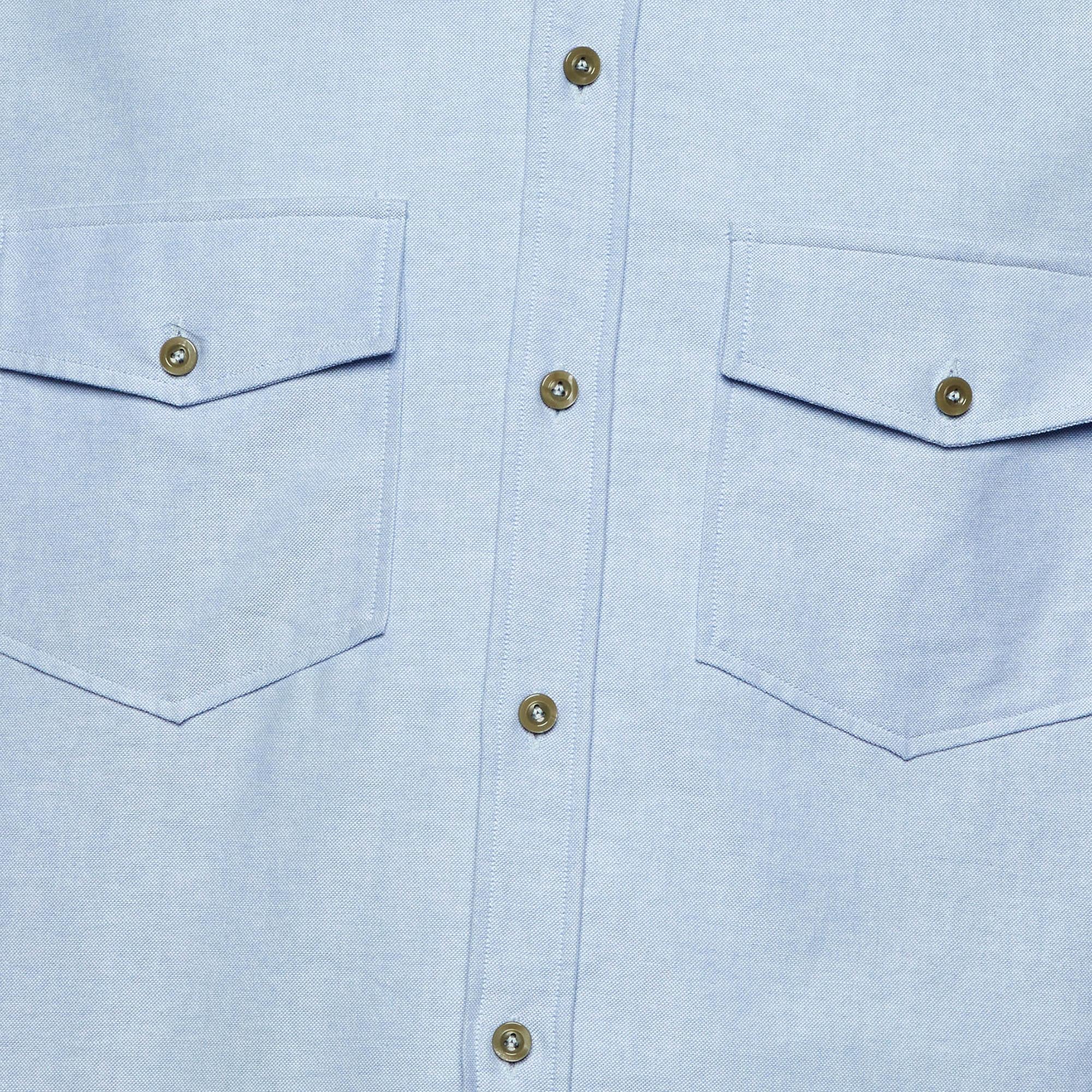 Blu Gucci - Camicia a maniche lunghe in cotone blu con logo ricamato - S