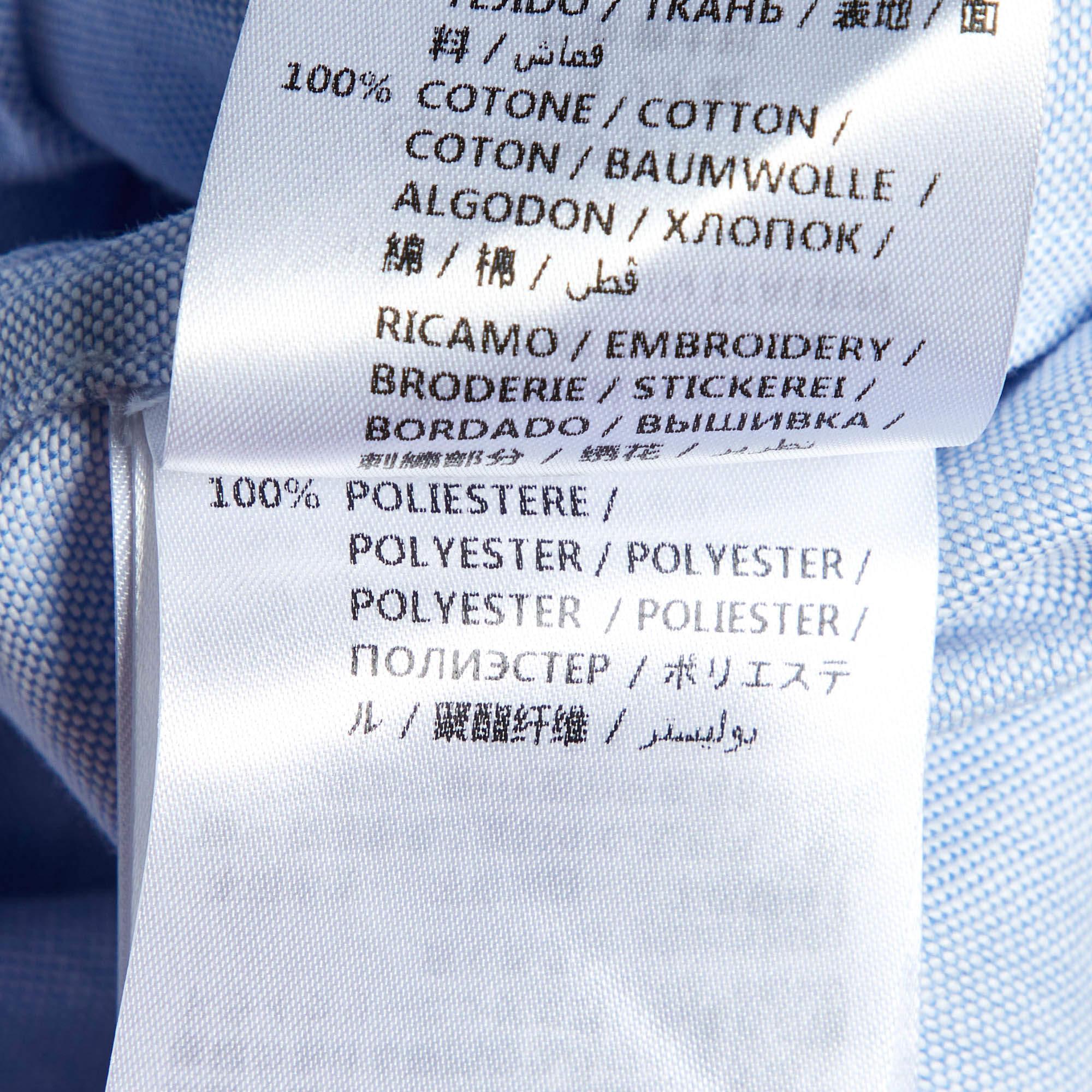 Gucci - Camicia a maniche lunghe in cotone blu con logo ricamato - S 1