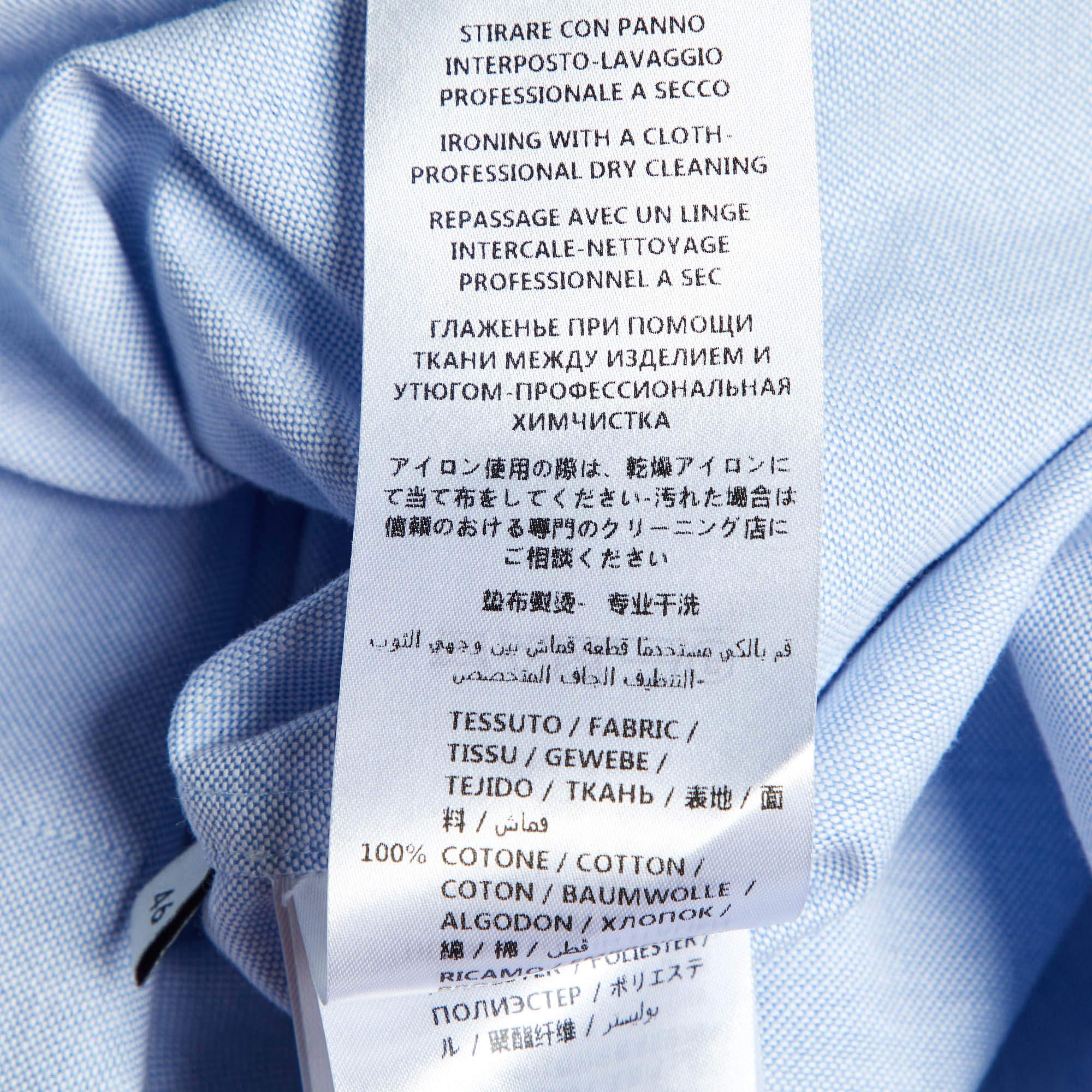 Gucci - Camicia a maniche lunghe in cotone blu con logo ricamato - S 2