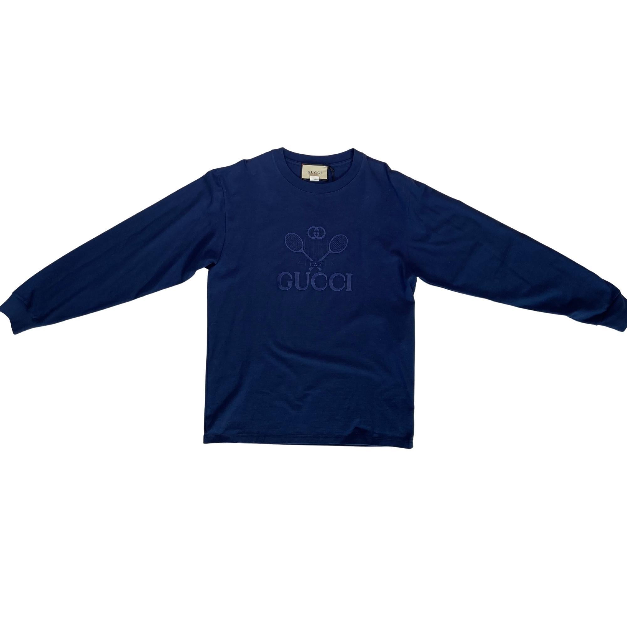 Blaues Gucci-Tennispullovershirt aus Baumwolle 2019 (klein) 581903 im Zustand „Neu“ im Angebot in Montreal, Quebec