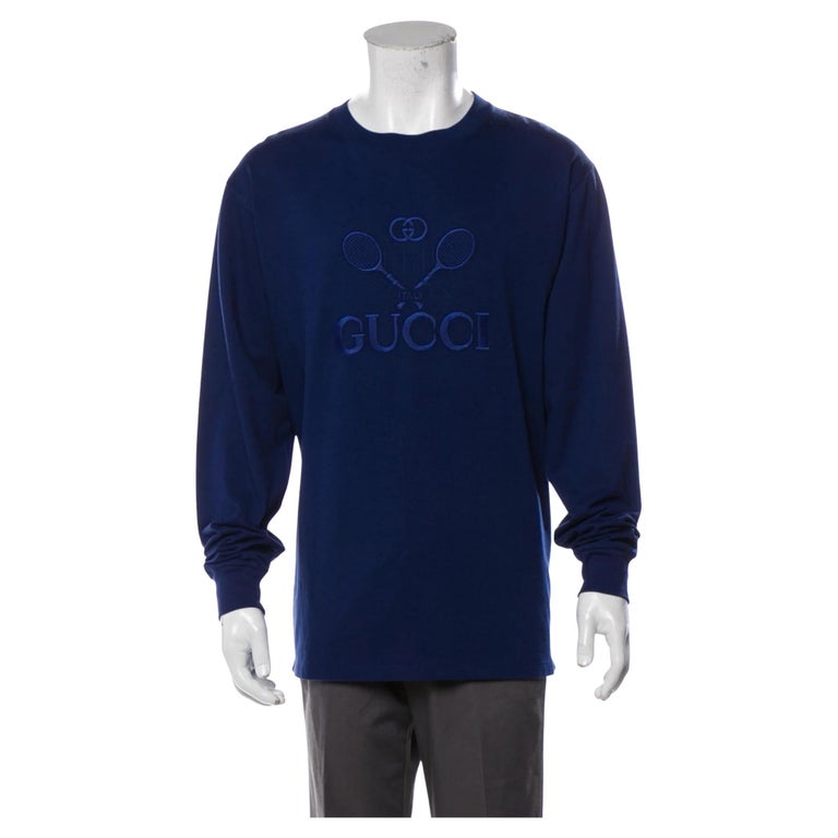 Gucci Blue Cotton Tennis Sweatshirt 2019 (Small) 581903 For Sale at 1stDibs