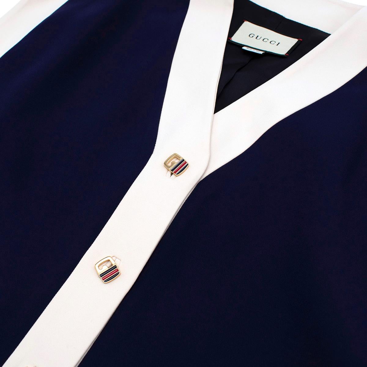Black Gucci Blue Crepe Oversized Cady Vest - Size XS For Sale