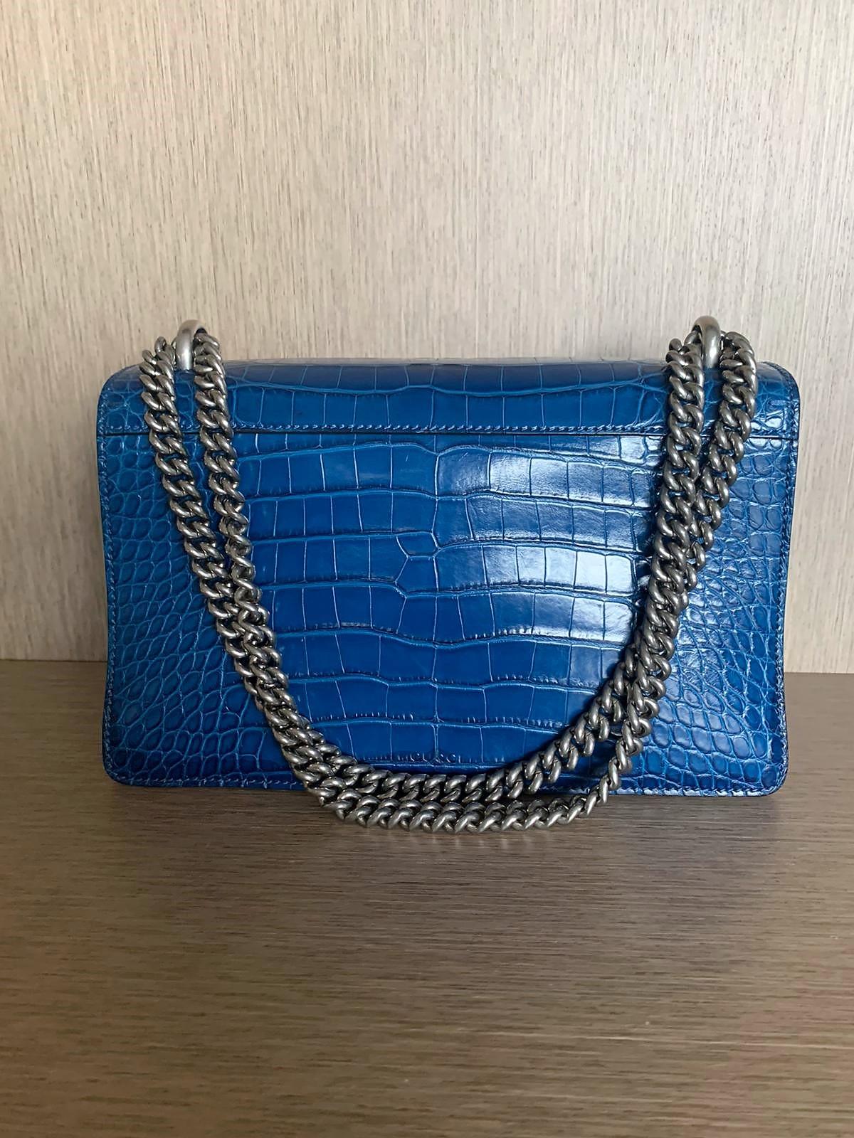 Gucci Blue Crocodile Dyonisus Bag In Excellent Condition In Gazzaniga (BG), IT