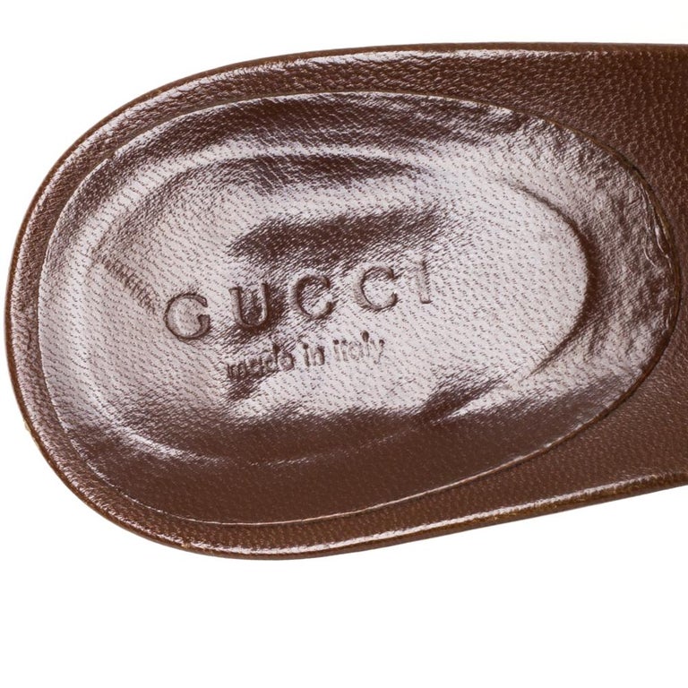 Gucci Blue Denim And Leather Trim Horsebit Open Toe Sandals Size 39 at ...