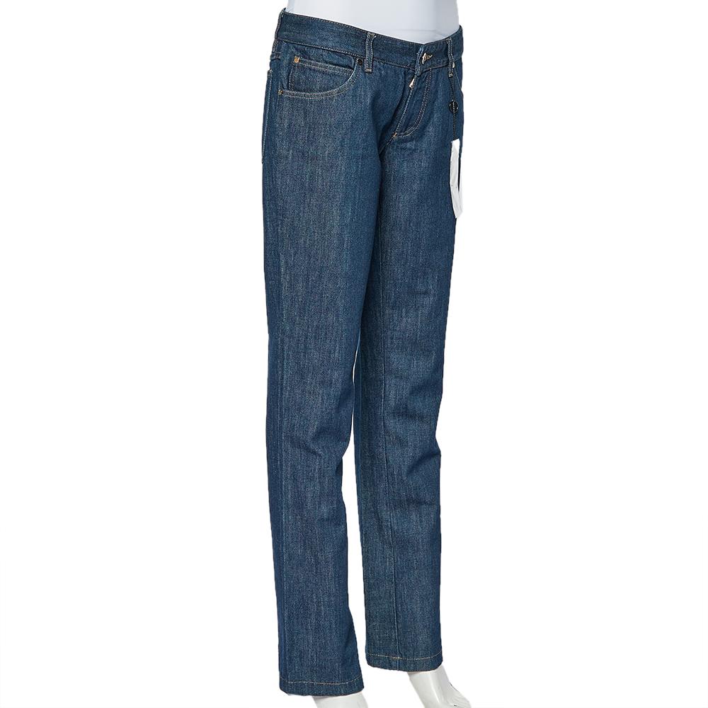 Gucci Blue Denim Straight Fit Jeans M In Excellent Condition In Dubai, Al Qouz 2