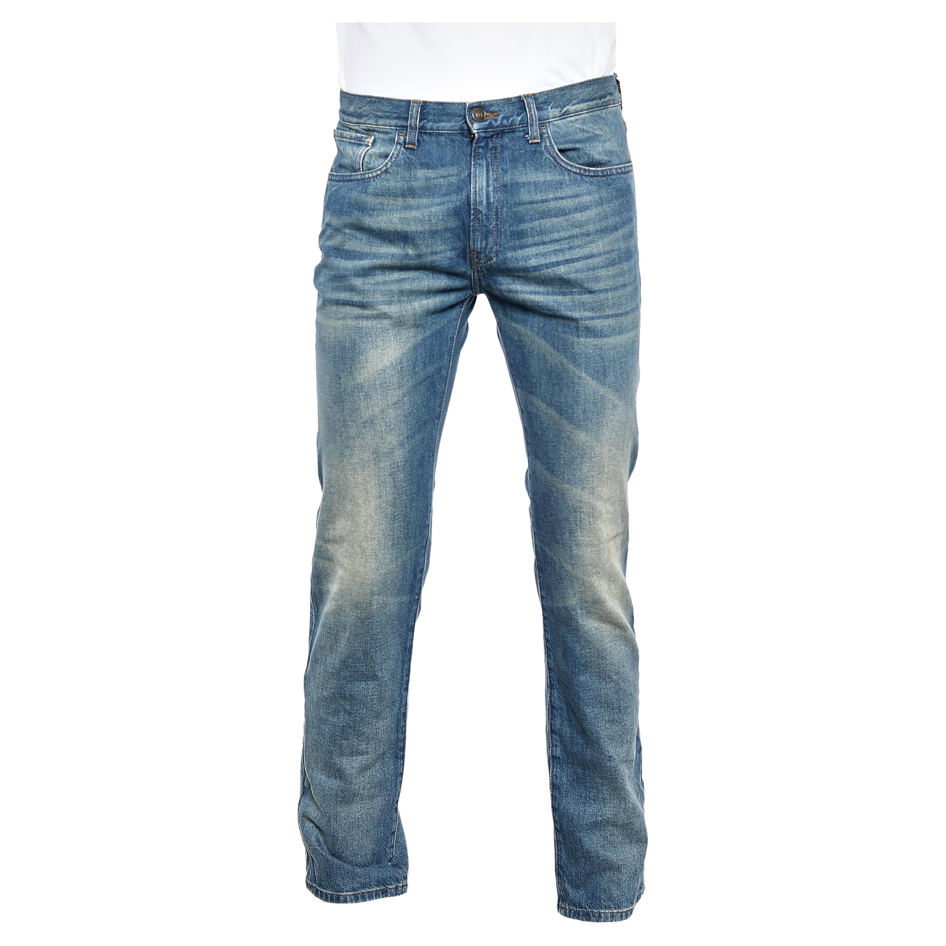 Gucci Blue Denim Straight Leg Jeans L For Sale at 1stDibs