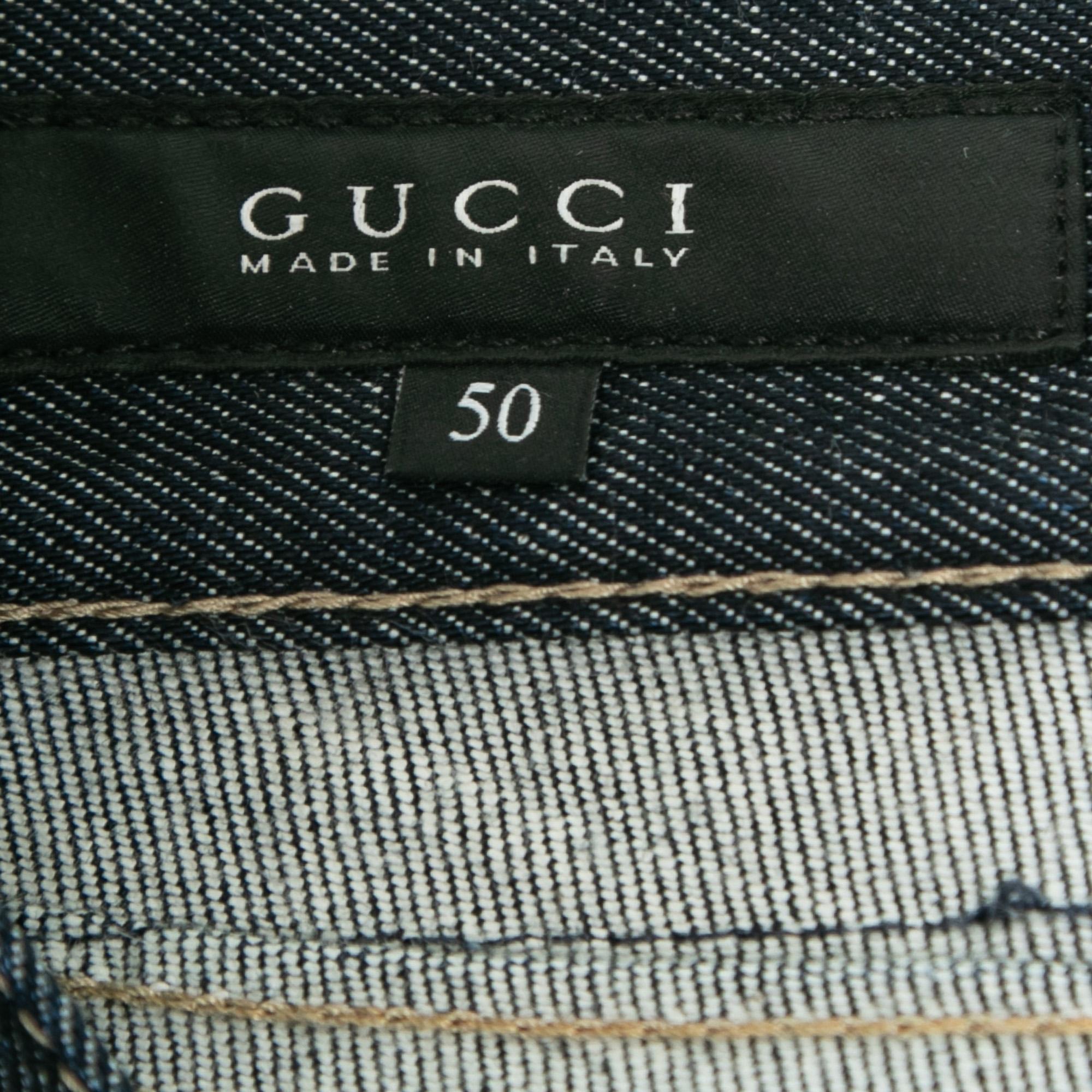 Gucci Blue Denim Super Skinny Jeans M In Excellent Condition In Dubai, Al Qouz 2