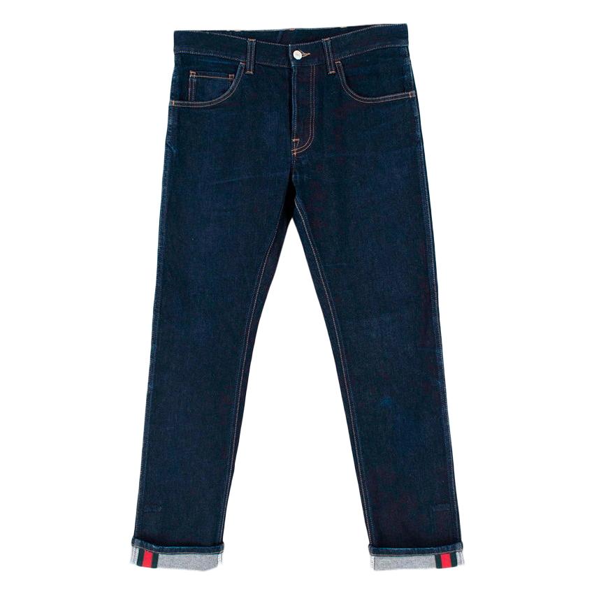 Gucci Blue Denim Web Trim Jeans - Size 32