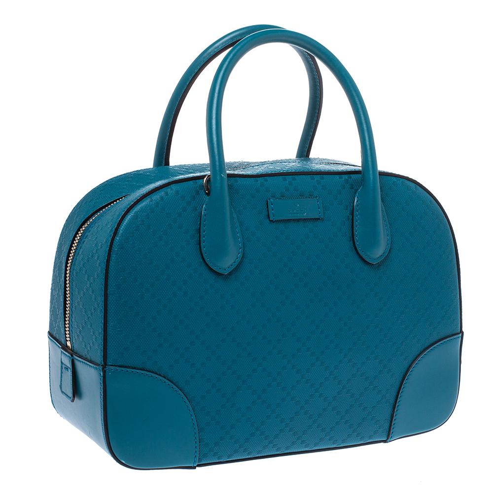 Gucci Blue Diamante Leather Small Satchel In Good Condition In Dubai, Al Qouz 2