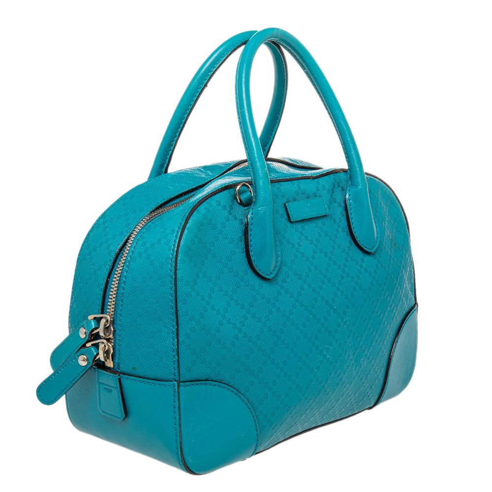 Gucci Blue Diamante Leather Small Satchel In Good Condition In Dubai, Al Qouz 2