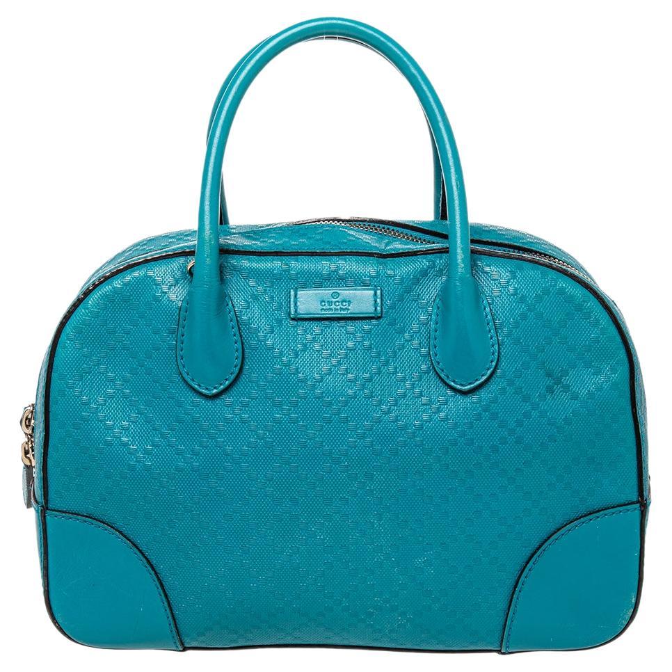Gucci - Petit sac à main en cuir bleu diamanté En vente sur 1stDibs