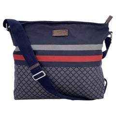 Gucci Blue Diamond Nylon Canvas Crossbody Messenger Bag
