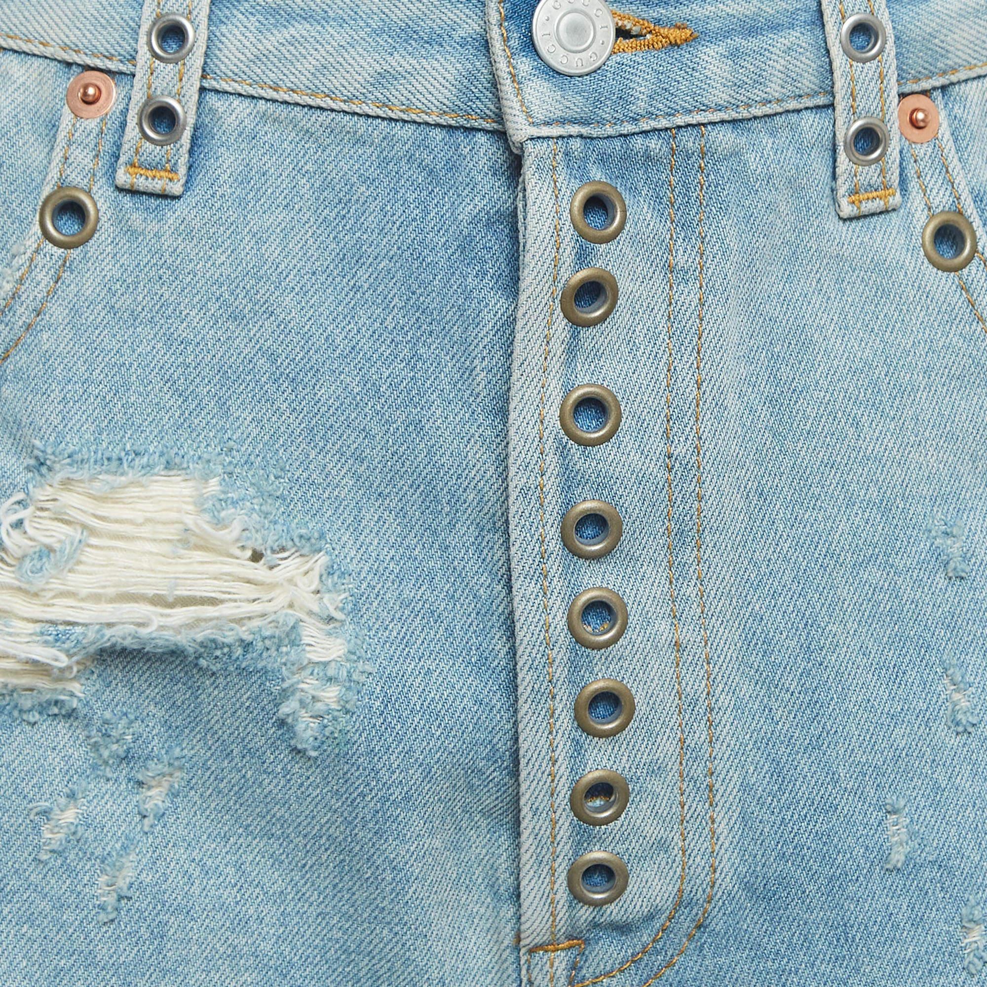 Blu Gucci Pantaloncini blu in denim decorato M Vita 29