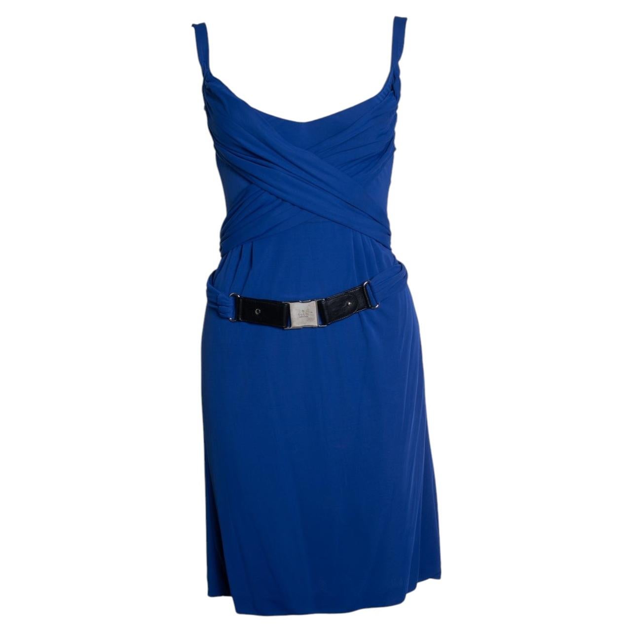 Gucci, blue dress with wrapbelt For Sale