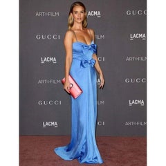 Gucci Blue Embellished Satin Gown IT38 US2