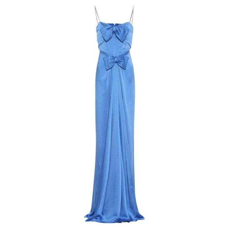 Gucci Blue Embellished Satin Gown IT38 US2 For Sale at 1stDibs | gucci ...
