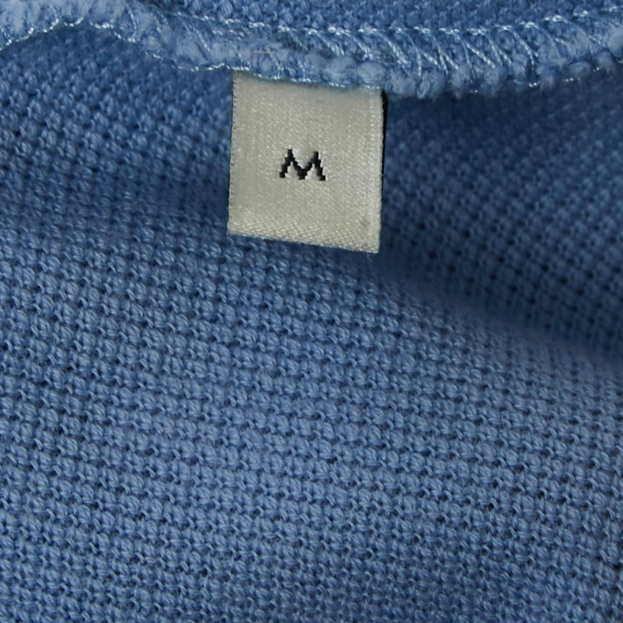 Men's Gucci Blue Embroidered Cotton Pique Polo T-Shirt M