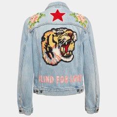 Gucci Blue Embroidered Denim Jacket M