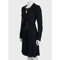 Gucci Blue Fitted Dress with Faux Leather Belt M