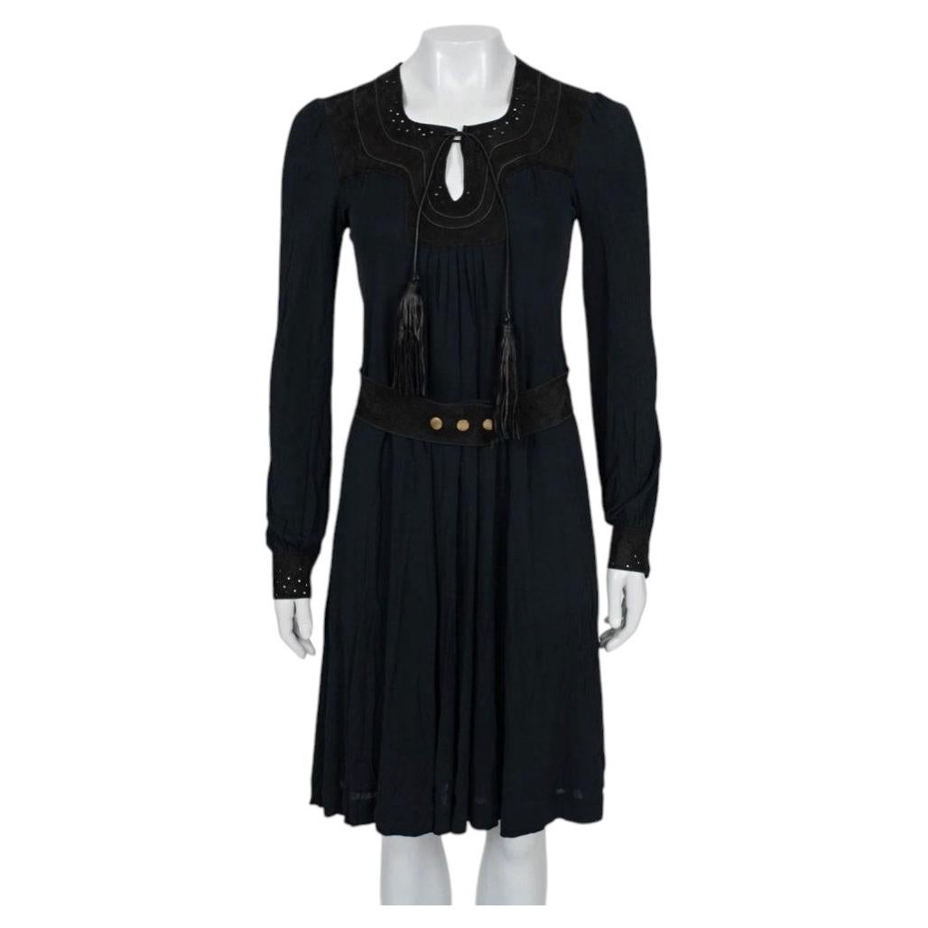 Gucci Blue Fitted Dress with Faux Leather Belt M