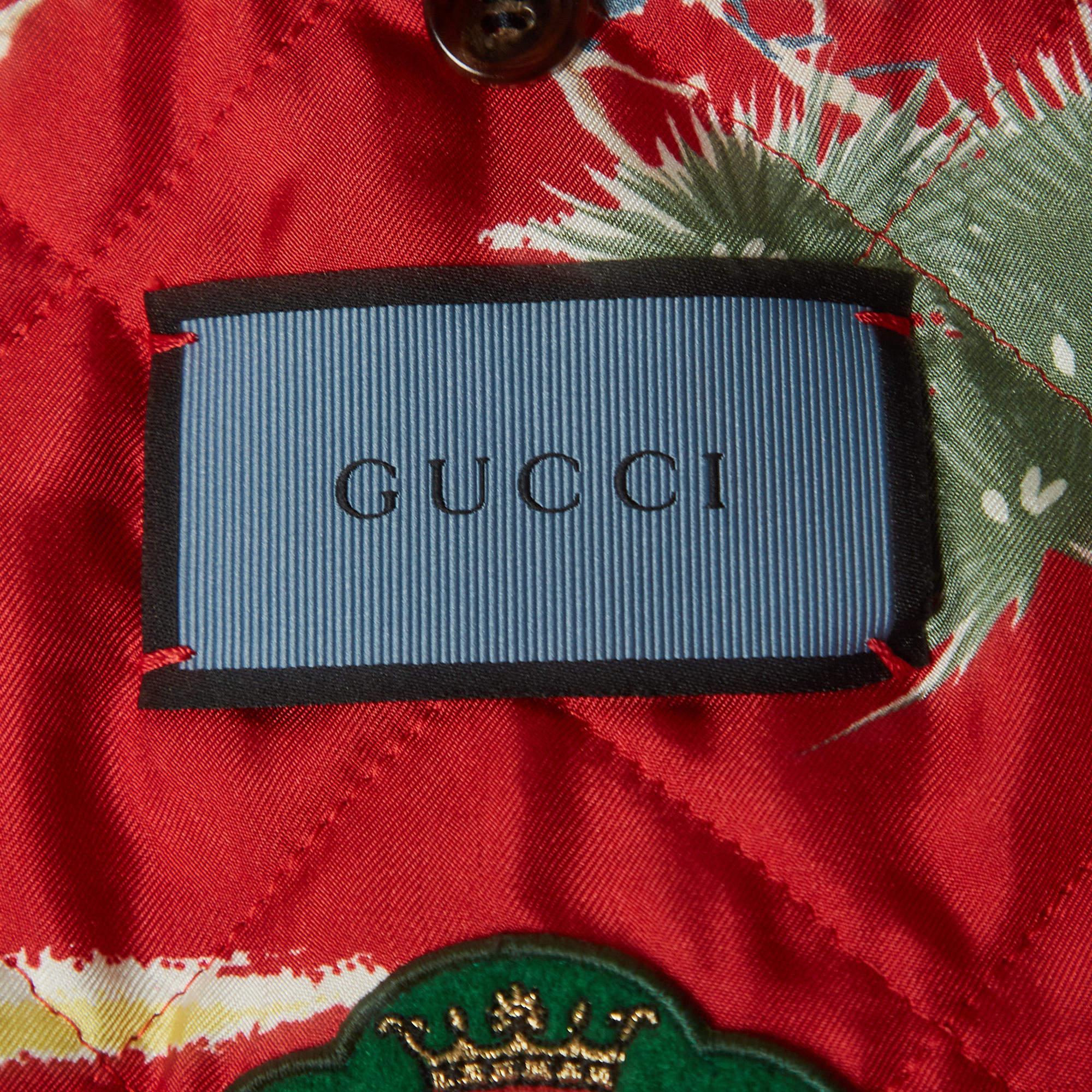 Gucci Blue Floral Embroidered Denim Jacket L For Sale 1
