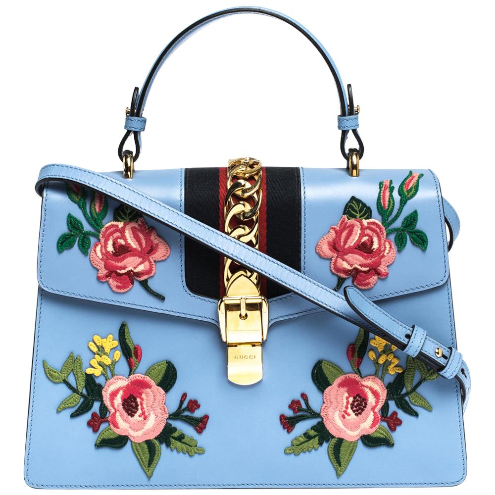 gucci floral bag blue