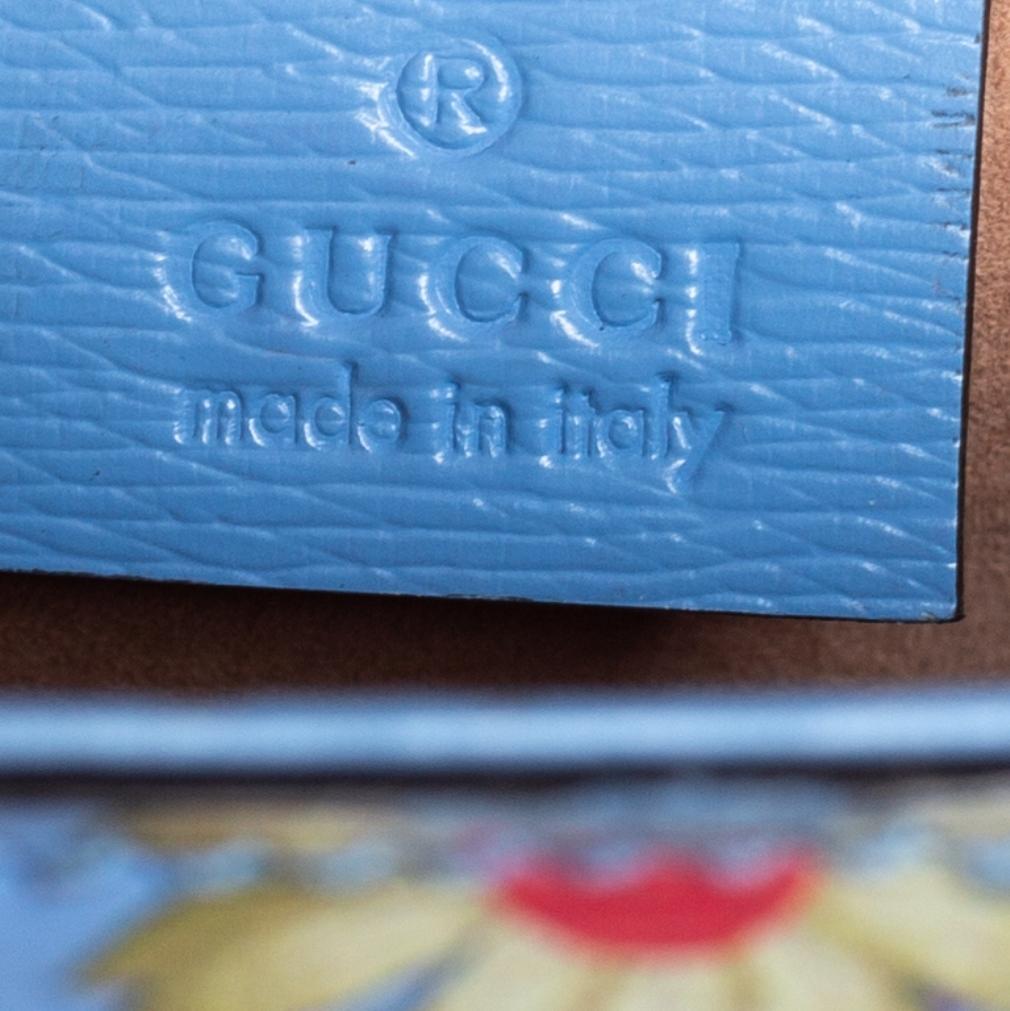 Gucci Blue Floral Print Leather Mini Web Sylvie Top Handle Bag 5