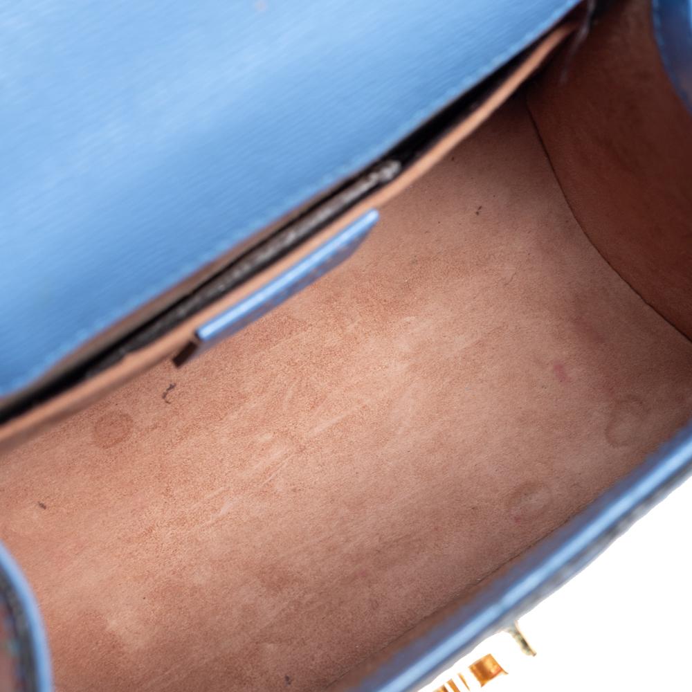 Women's Gucci Blue Floral Print Leather Mini Web Sylvie Top Handle Bag