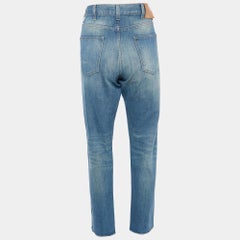 Gucci Blue Floral Snake Embroidered Denim Boyfriend Fit Jeans S/Waist 32"