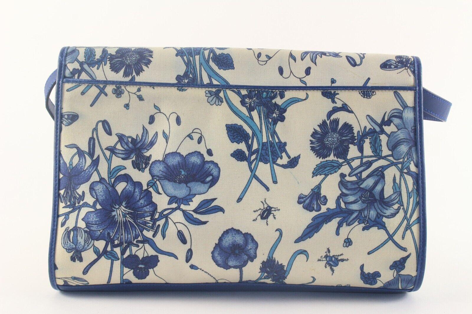 Gucci Blue Fora Flap Bag Floral Flowers 6GK1129K For Sale 6