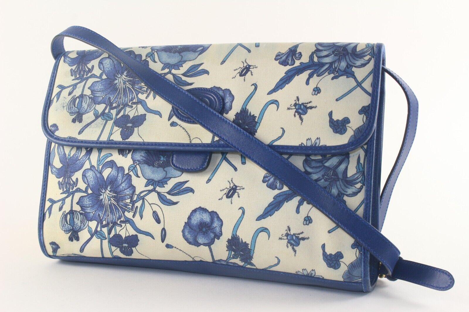 Blaue Gucci Fora Klappentasche mit Blumenblumen 6GK1129K im Angebot 8