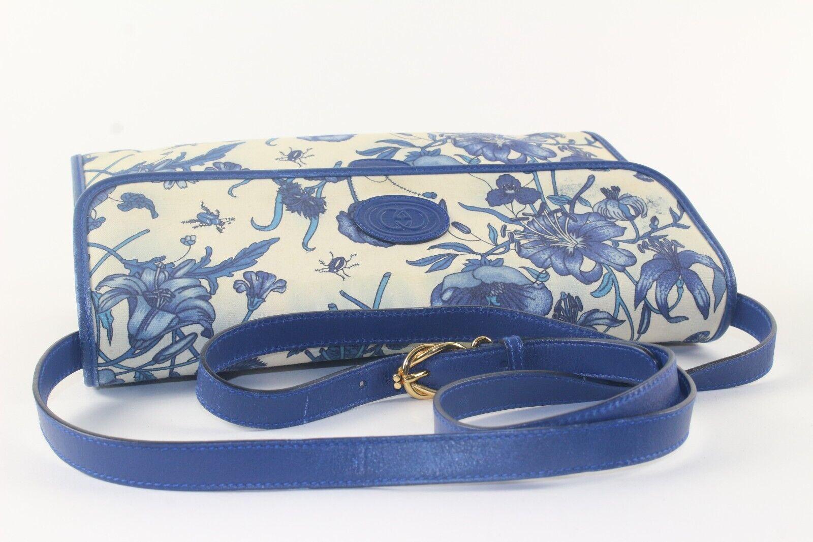 Gucci Blue Fora Flap Bag Floral Flowers 6GK1129K For Sale 4