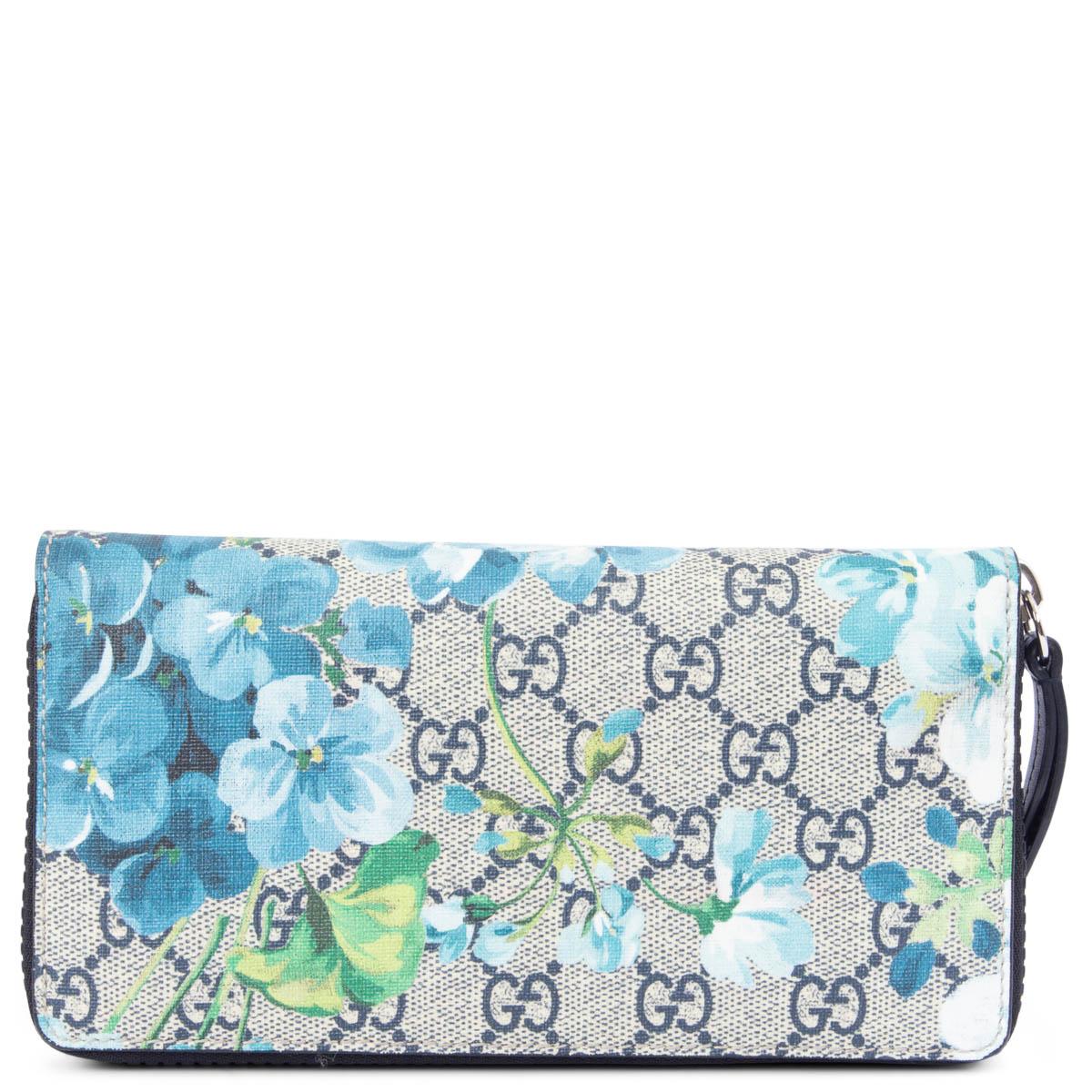 GUCCI blue GG BLOOMS Supreme Canvas Floral Wallet In Excellent Condition In Zürich, CH