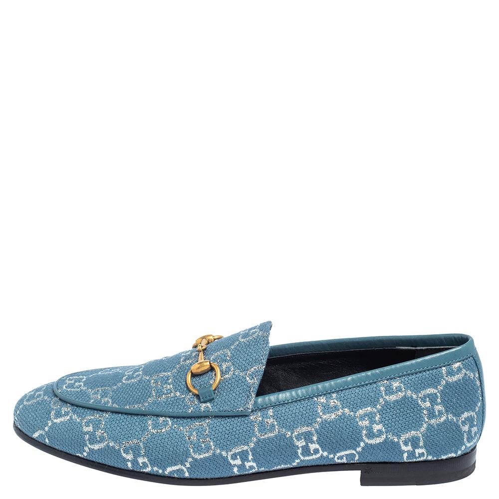 Crafted from GG canvas, these loafers from Gucci simply stand out! They feature a round-toe silhouette with the iconic Horsebit accents detailed on the vamps. They are complete with comfortable leather-lined insoles.

Includes: Original Dustbag