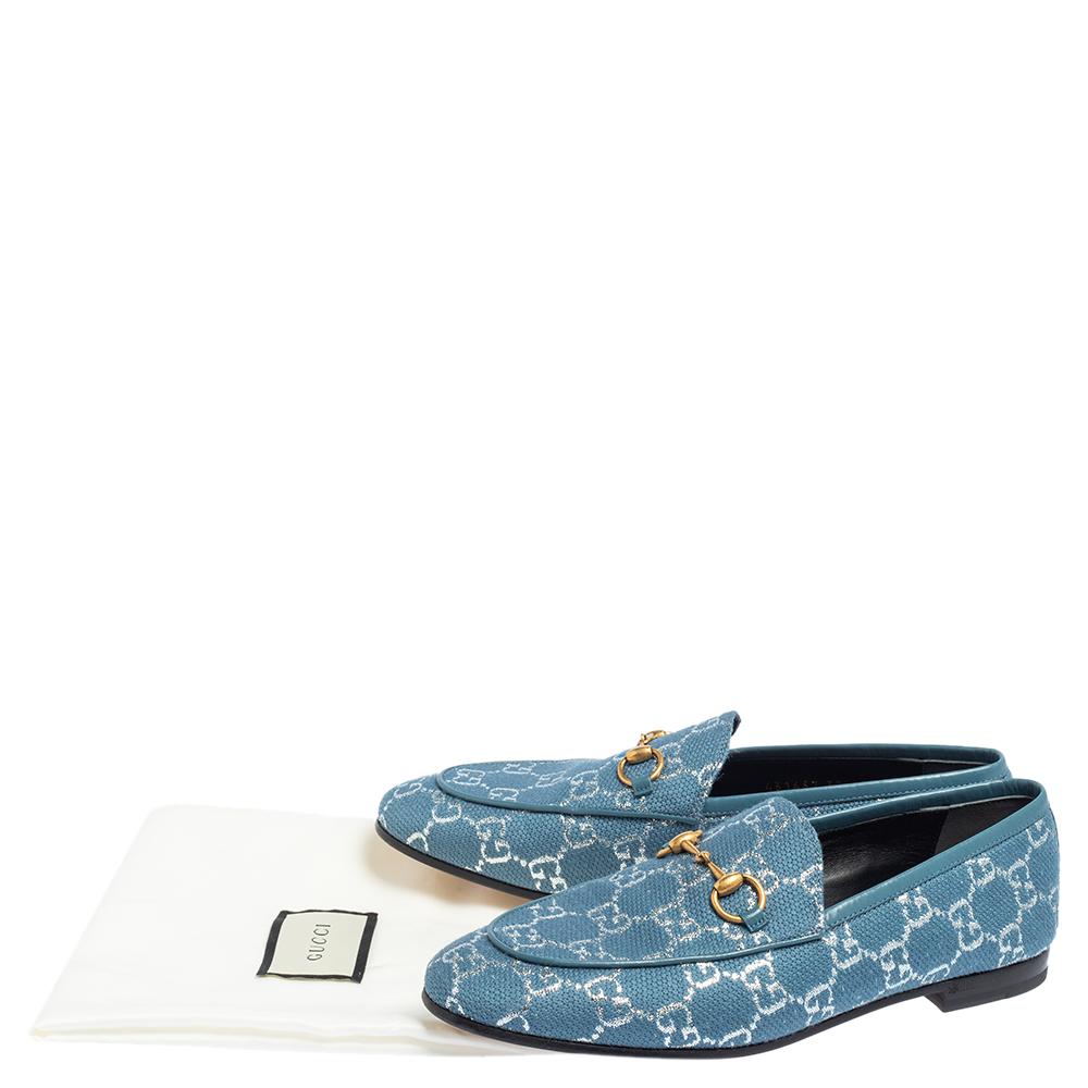 Gucci Blue GG Canvas Brixton Loafers Size 37.5 1