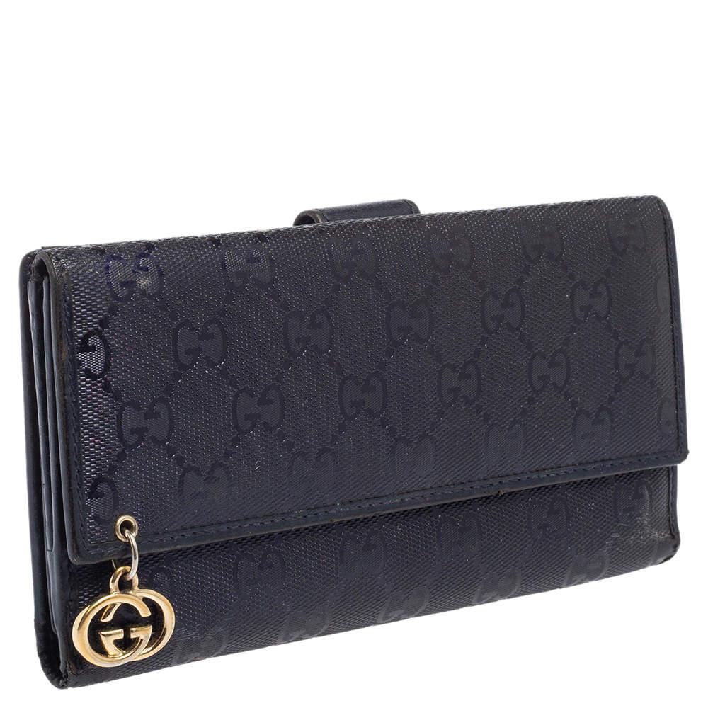 Gucci Blue GG Imprime Canvas Continental Wallet In Fair Condition In Dubai, Al Qouz 2