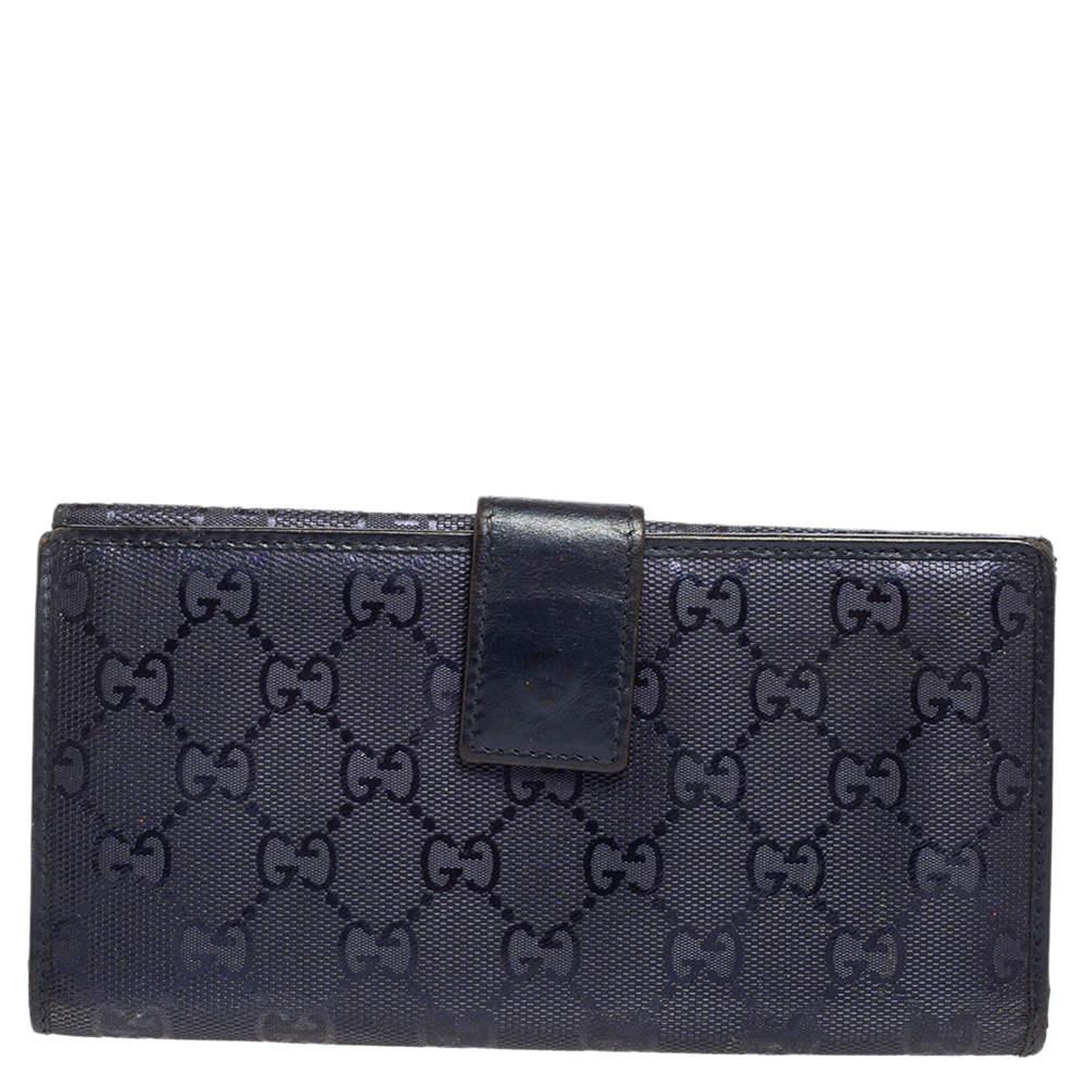 Women's Gucci Blue GG Imprime Canvas Continental Wallet