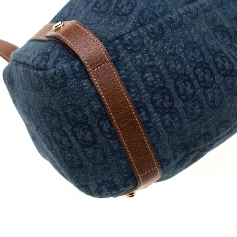 Gucci Blue GG Interlocking Denim and Leather Medium Abbey D Ring Shoulder Bag 6