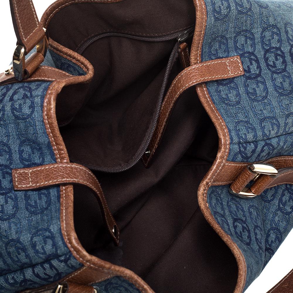 Gucci Blue GG Interlocking Denim and Leather Medium Abbey D Ring Shoulder Bag 4