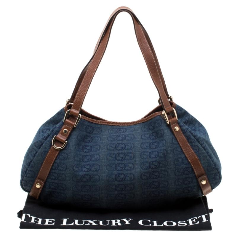 Gucci Blue GG Interlocking Denim and Leather Medium Abbey D Ring Shoulder Bag 7