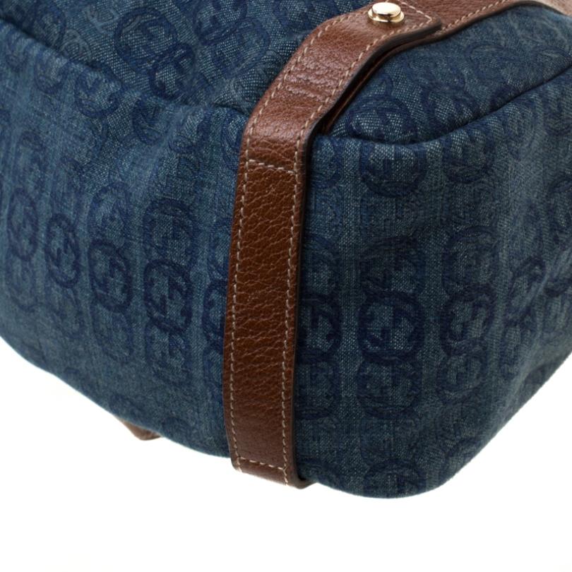 Gucci Blue GG Interlocking Denim and Leather Medium Abbey D Ring Shoulder Bag 2