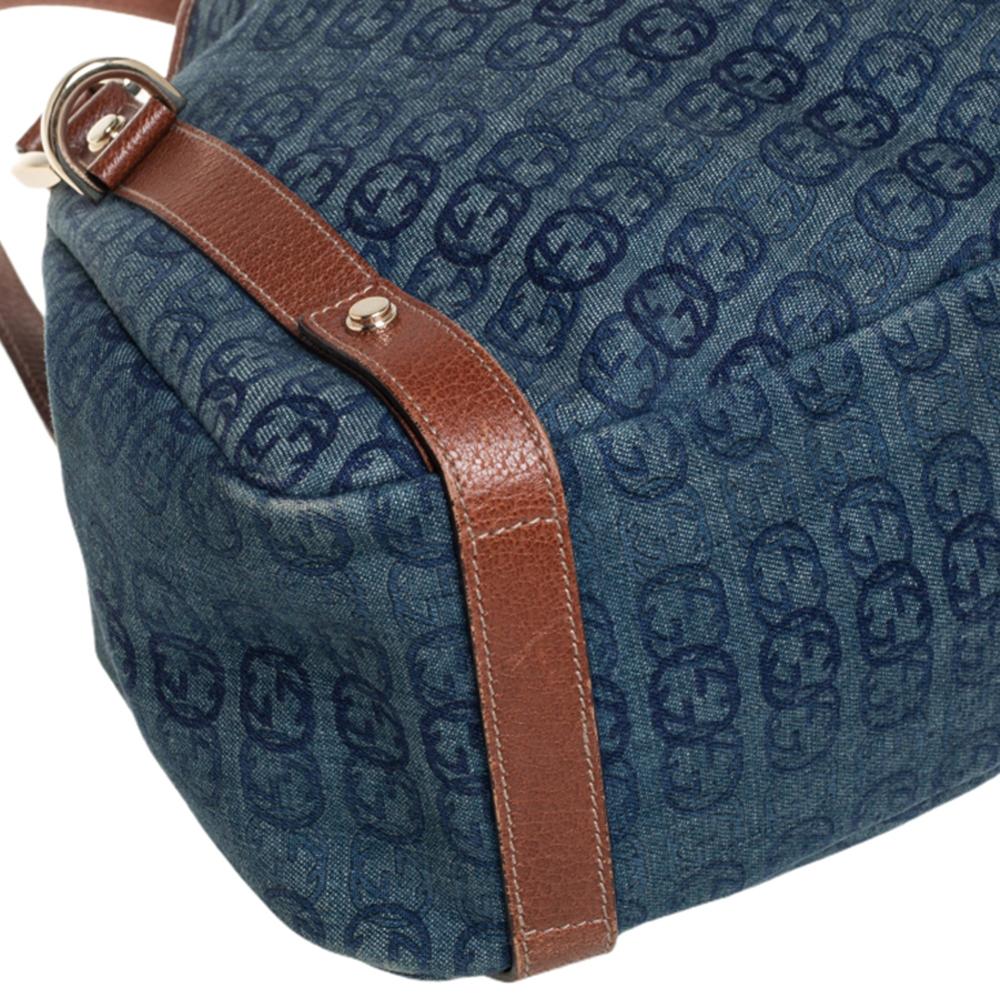 Gucci Blue GG Interlocking Denim and Leather Medium Abbey D Ring Shoulder Bag 1