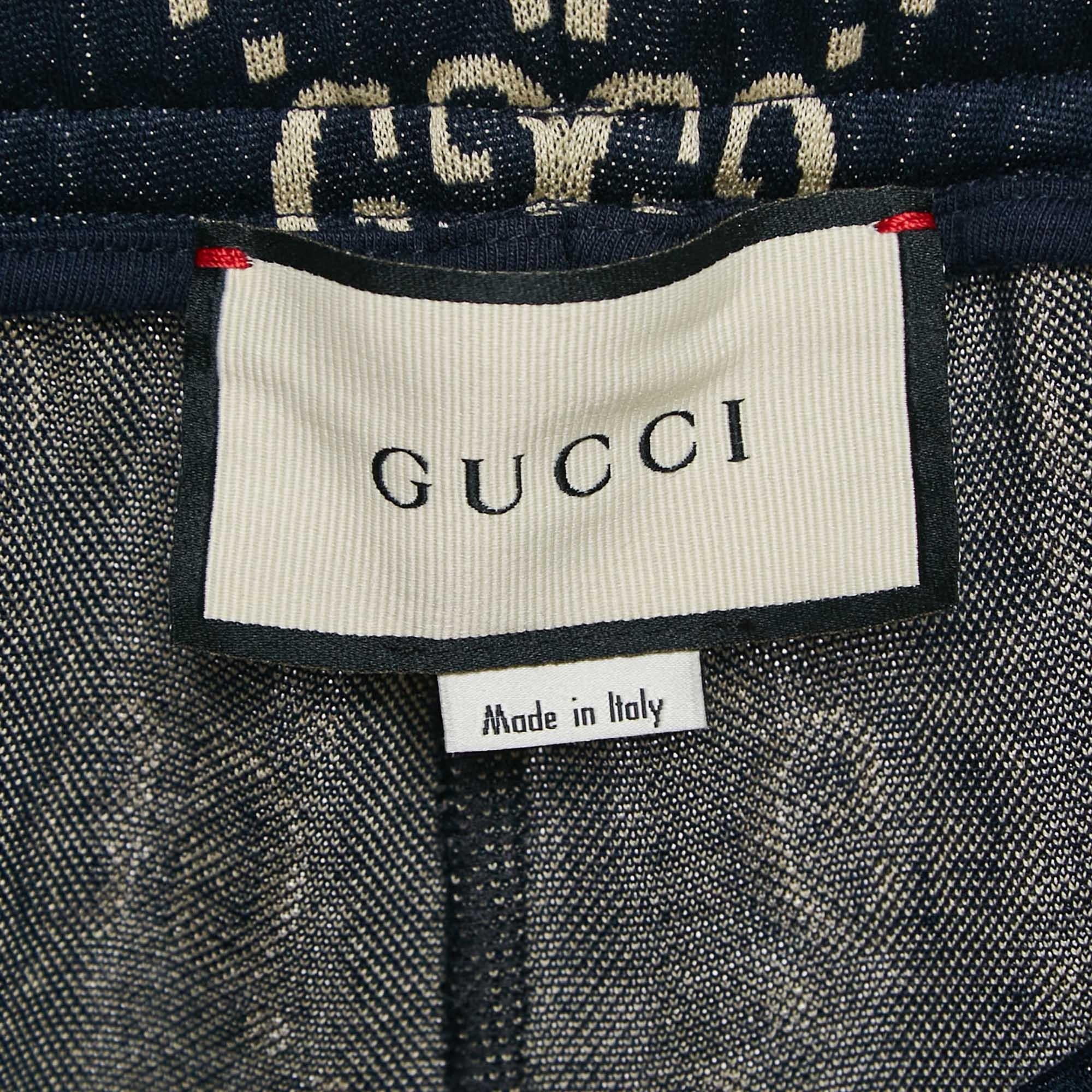 Men's Gucci Blue GG Jacquard Knit Track Pants S